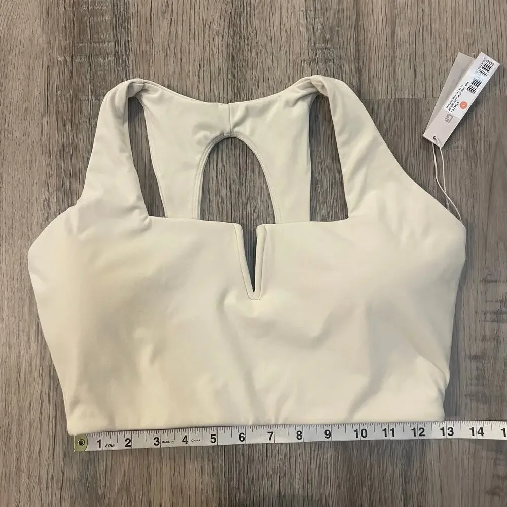 NWT $46 BuffBunny Buff Bunny Nubre Notch Sports Bra in Oat Milk (Cream) Sz L - Picture 11 of 16